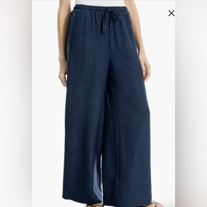MAX STUDIO LONDON Woven Drawstring Pants Heathered Blue Size Small